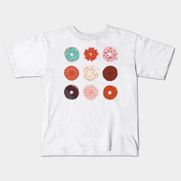 Donuts and Dahlias Kids T-Shirt by SashaKolesnik